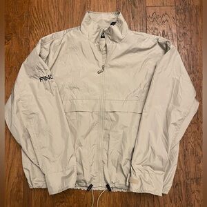 Ping Full Zip Tan Lightweight Windbreaker Golf Jacket